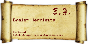 Braier Henrietta névjegykártya